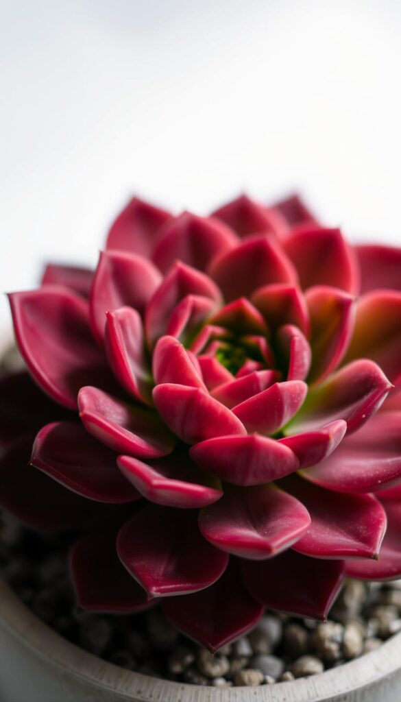 A close-up view of a vibrant Graptosedum Vera Higgins succulent, capturing its lush, reddish-purple hues. The plant's fleshy, spoon-shaped leaves are arranged in a compact, rosette-like formation, accentuating their natural beauty. The lighting is soft and diffused, casting gentle shadows that highlight the succulent's textural details. The background is slightly blurred, allowing the plant to take center stage and command the viewer's attention. The overall tone is one of tranquility and elegance, inviting the observer to appreciate the plant's striking color palette and delicate, sculptural form. A close-up view of a vibrant Graptosedum Vera Higgins succulent, capturing its lush, reddish-purple hues. The plant's fleshy, spoon-shaped leaves are arranged in a compact, rosette-like formation, accentuating their natural beauty. The lighting is soft and diffused, casting gentle shadows that highlight the succulent's textural details. The background is slightly blurred, allowing the plant to take center stage and command the viewer's attention. The overall tone is one of tranquility and elegance, inviting the observer to appreciate the plant's striking color palette and delicate, sculptural form.