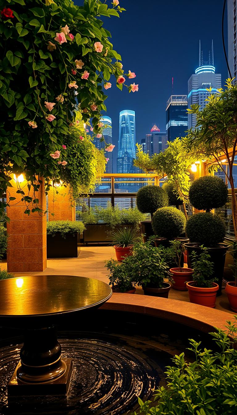 Jardinería urbana con luz artificial