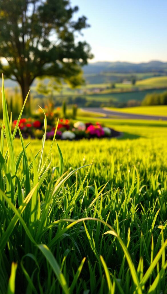 A lush, verdant lawn unfolds, bathed in the warm glow of the afternoon sun. In the foreground, delicate grass blades sway gently, their tips glistening with dew. The middle ground reveals a carefully tended garden, filled with vibrant flowers and neatly arranged landscaping elements. In the background, a picturesque countryside scene unfolds, with rolling hills and distant trees creating a serene and picturesque backdrop. The scene exudes a sense of tranquility and attention to detail, capturing the essence of a well-maintained, climate-resilient lawn. A lush, verdant lawn unfolds, bathed in the warm glow of the afternoon sun. In the foreground, delicate grass blades sway gently, their tips glistening with dew. The middle ground reveals a carefully tended garden, filled with vibrant flowers and neatly arranged landscaping elements. In the background, a picturesque countryside scene unfolds, with rolling hills and distant trees creating a serene and picturesque backdrop. The scene exudes a sense of tranquility and attention to detail, capturing the essence of a well-maintained, climate-resilient lawn.