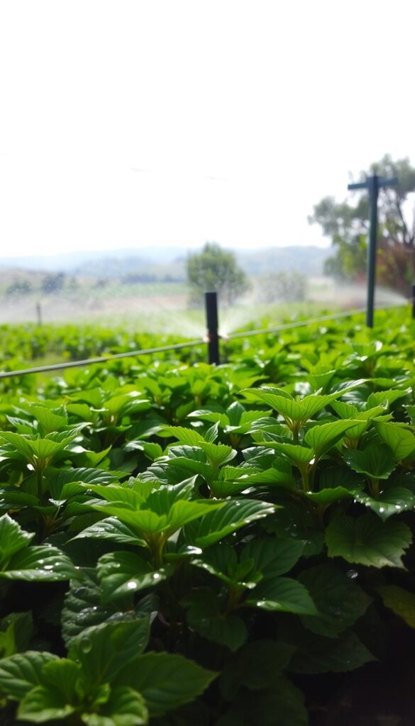 A lush, verdant garden scene with a balanced watering system. In the foreground, healthy plants thrive, their leaves glistening with droplets of water. The middle ground showcases a well-designed irrigation setup, with sprinklers and hoses strategically placed to provide an even distribution of moisture. In the background, a peaceful landscape unfolds, with rolling hills and a clear sky. The lighting is soft and diffused, creating a serene atmosphere. The overall impression conveys the importance of a well-balanced watering regimen for the optimal growth and vitality of the plants. A lush, verdant garden scene with a balanced watering system. In the foreground, healthy plants thrive, their leaves glistening with droplets of water. The middle ground showcases a well-designed irrigation setup, with sprinklers and hoses strategically placed to provide an even distribution of moisture. In the background, a peaceful landscape unfolds, with rolling hills and a clear sky. The lighting is soft and diffused, creating a serene atmosphere. The overall impression conveys the importance of a well-balanced watering regimen for the optimal growth and vitality of the plants.