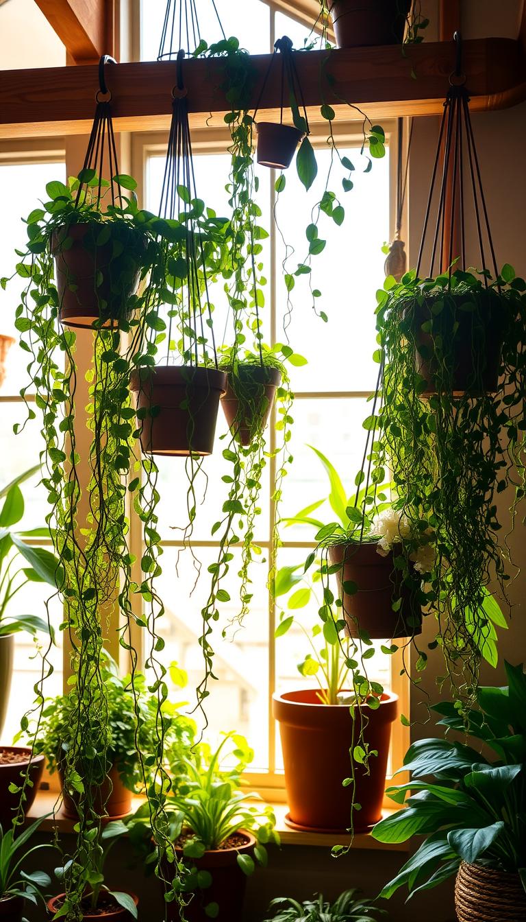 Riego de plantas en macetas colgantes